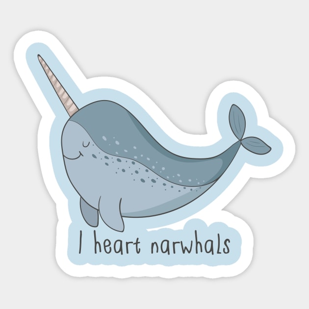 I Love Narwhals! Sticker by Dreamy Panda Designs